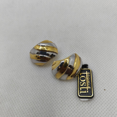 Orecchini a bottone oro grandi 2 colori 4,60 gr | Gioiellitosti.it