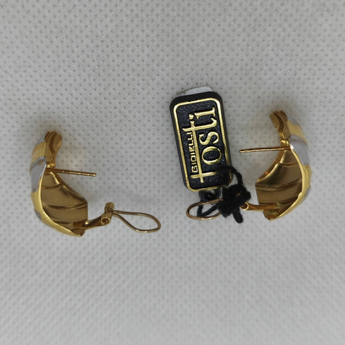 Orecchini a bottone oro grandi 2 colori 4,60 gr | Gioiellitosti.it