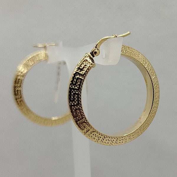 Orecchini cerchi con greca oro 18 kt 2.60cm | Gioiellitosti.it