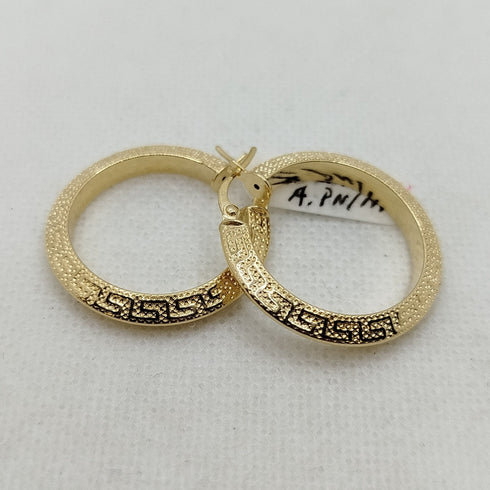 Orecchini cerchi con greca oro 18 kt 2.60cm | Gioiellitosti.it