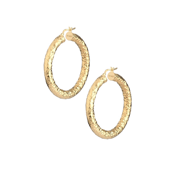 Orecchini Cerchio Canna Battuta Argento dorato Suali BM2697/OR 35mm | Gioiellitosti.it