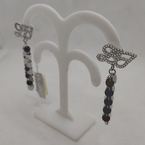 Orecchini Liu Jo LJ723 pendenti in acciaio con logo cristalli | Gioiellitosti.it