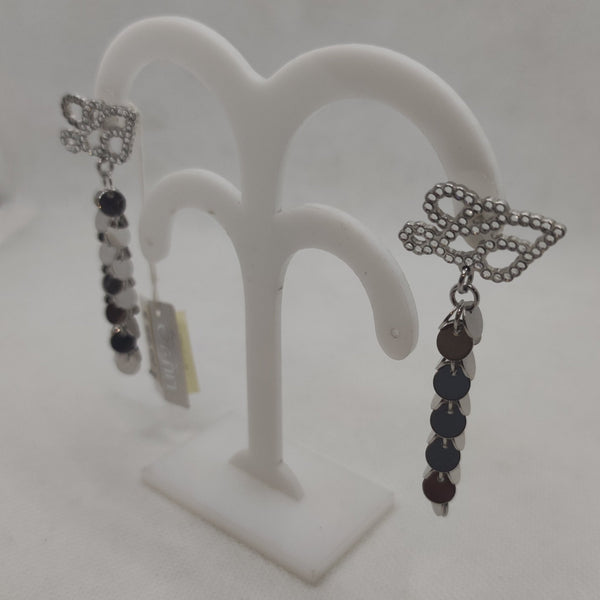 Orecchini Liu Jo LJ723 pendenti in acciaio con logo cristalli | Gioiellitosti.it