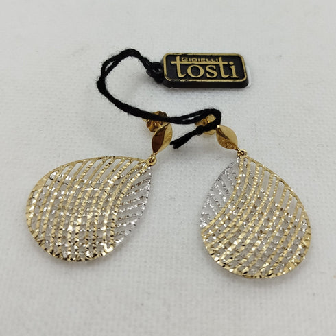 Orecchini oro 18 kt giallo e bianco pendenti 4.30 gr | Gioiellitosti.it