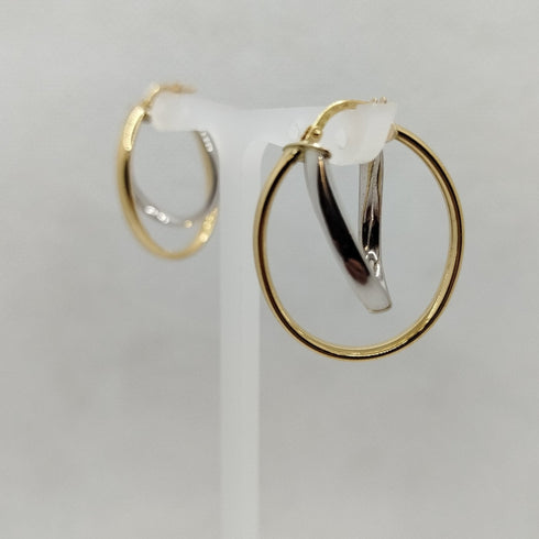 Orecchini oro bianco e giallo 18 kt a cerchio doppio 4,40 gr | Gioiellitosti.it