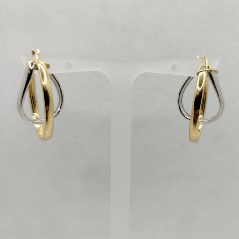 Orecchini oro bianco e giallo 18 kt a cerchio doppio 4,40 gr | Gioiellitosti.it