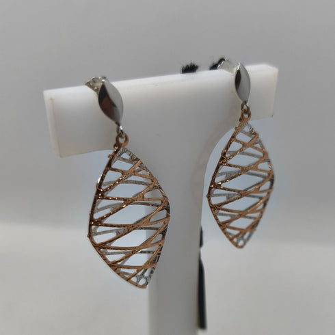 Orecchini pendenti in oro 18 kt 2 colori 3,80 gr | Gioiellitosti.it