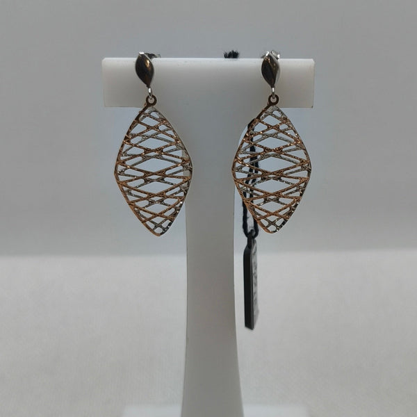 Orecchini pendenti in oro 18 kt 2 colori 3,80 gr | Gioiellitosti.it