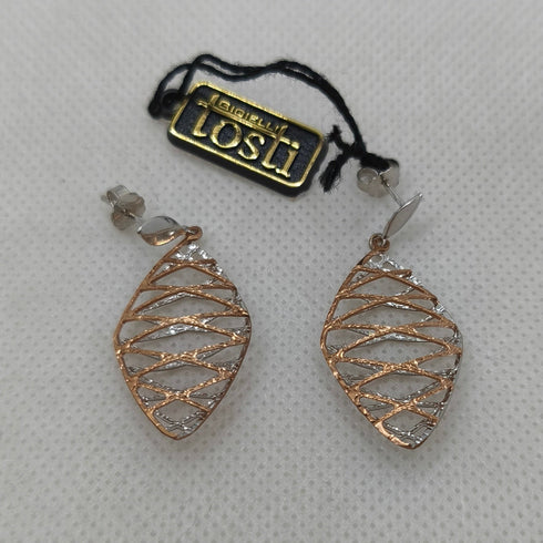 Orecchini pendenti in oro 18 kt 2 colori 3,80 gr | Gioiellitosti.it