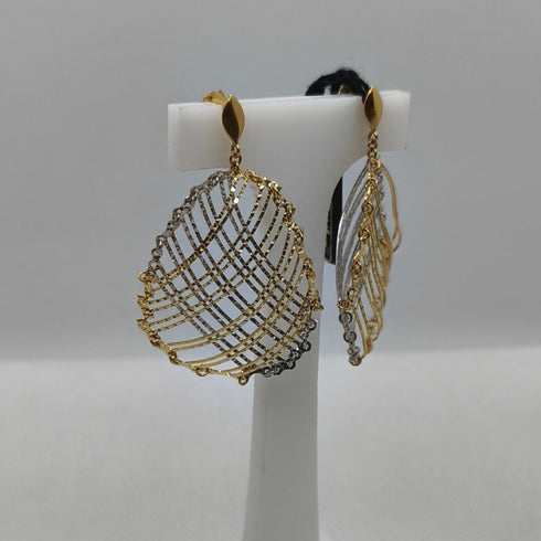 Orecchini pendenti traforati oro 18k 2 colori 6.70 gr | Gioiellitosti.it