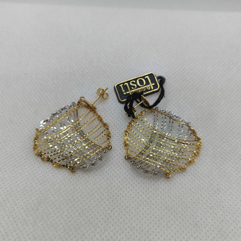 Orecchini pendenti traforati oro 18k 2 colori 6.70 gr | Gioiellitosti.it