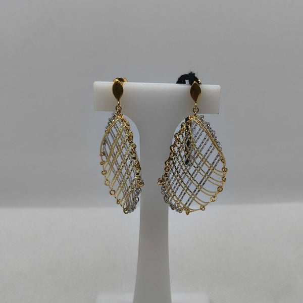 Orecchini pendenti traforati oro 18k 2 colori 6.70 gr | Gioiellitosti.it