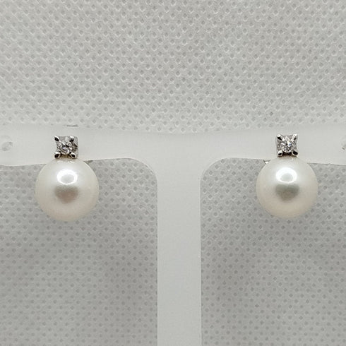 Orecchini Perle con Brillantino Oro 18k | Gioiellitosti.it
