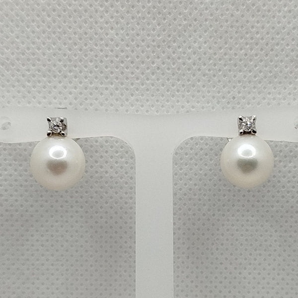 Orecchini Perle con Brillantino Oro 18k | Gioiellitosti.it
