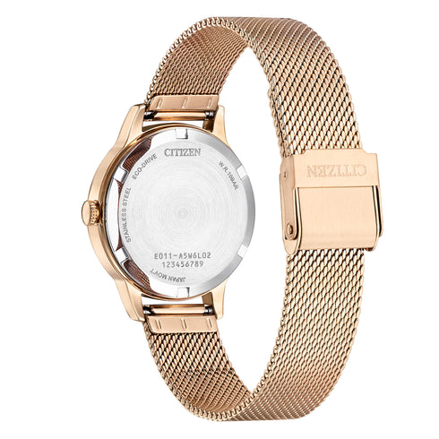 Orologio Acciaio Oro Rosa Maglia Milano Citizen Lady EW2623 - 70P | Gioiellitosti.it