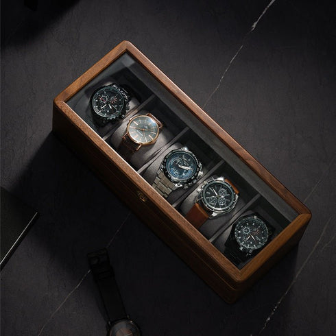 Porta Orologi in legno Noce 5 Unità | Gioiellitosti.it