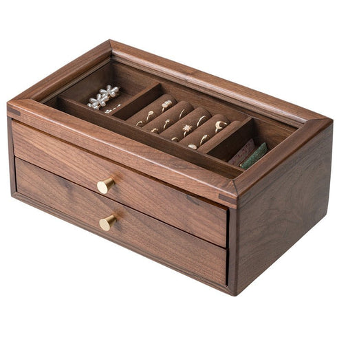 Portagioie con cassetti legno vetro trasparente | Gioiellitosti.it