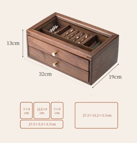 Portagioie con cassetti legno vetro trasparente | Gioiellitosti.it