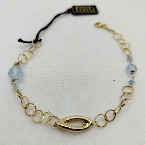 Bracciale oro 18k donna topazio azzurro 3.10 gr | Gioiellitosti.it
