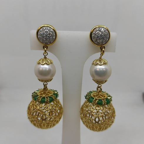 Orecchini Pendenti Perle Zirconi Argento 925 Vitiello J | Gioiellitosti.it