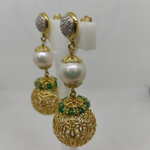 Orecchini Pendenti Perle Zirconi Argento 925 Vitiello J | Gioiellitosti.it