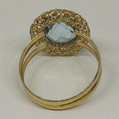 Anello donna oro 18 kt pietra topazio azzurro 3 gr | Gioiellitosti.it