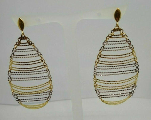 Orecchini oro 18 kt pendenti a goccia 2 colori 5,50 gr | Gioiellitosti.it