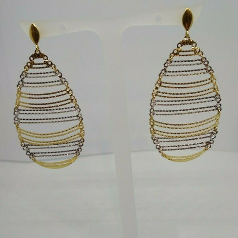 Orecchini oro 18 kt pendenti a goccia 2 colori 5,50 gr | Gioiellitosti.it
