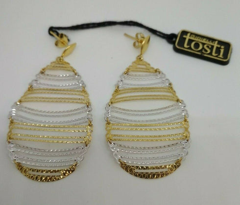 Orecchini oro 18 kt pendenti a goccia 2 colori 5,50 gr | Gioiellitosti.it