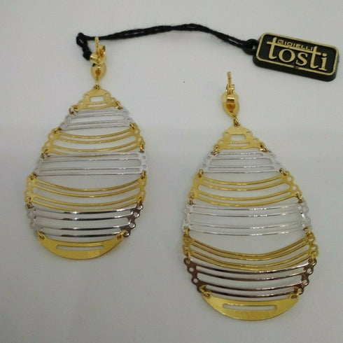 Orecchini oro 18 kt pendenti a goccia 2 colori 5,50 gr | Gioiellitosti.it