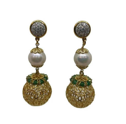 Orecchini Pendenti Perle Zirconi Argento 925 Vitiello J | Gioiellitosti.it