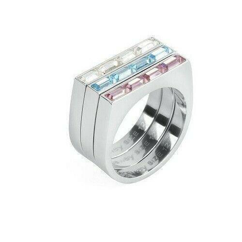 Anello Acciaio 3 Riviere Pietre Colorate Gioielli Brosway BPH31C | Gioiellitosti.it