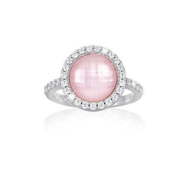Anello Argento Pietra madreperla rosa zirconi Mabina 523062 | Gioiellitosti.it