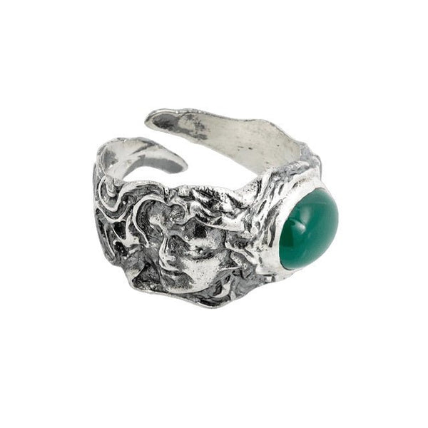 Anello fascia argento 925 agata verde Magna Grecia | Gioiellitosti.it