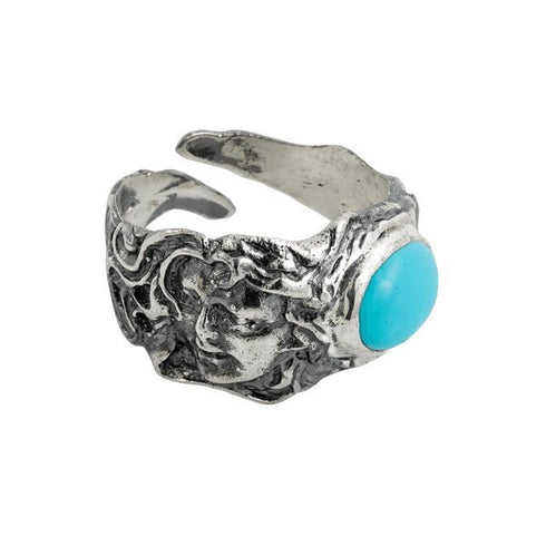 Anello fascia argento 925 e pietra turchese Magna Grecia | Gioiellitosti.it