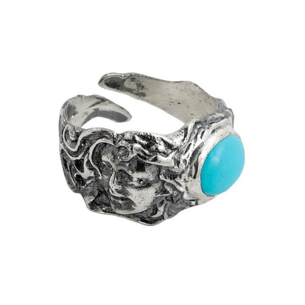 Anello fascia argento 925 e pietra turchese Magna Grecia | Gioiellitosti.it