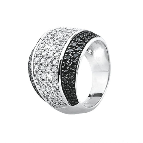 Anello fascia larga argento e zirconi bianchi e neri 2Jewels 223035 | Gioiellitosti.it