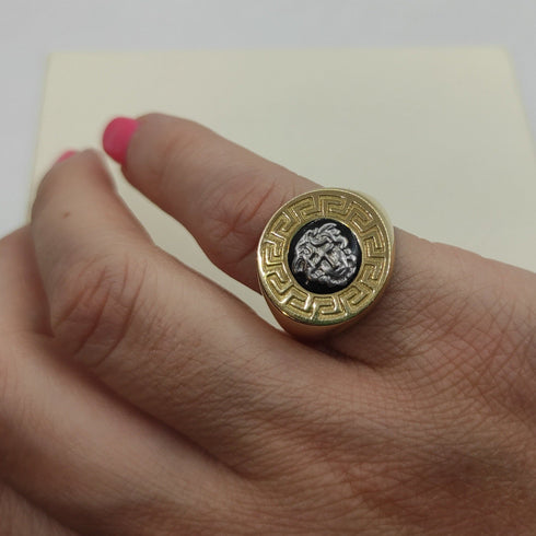 Anello oro 18 kt Donna chevalier con medaglione 5,9 gr | Gioiellitosti.it