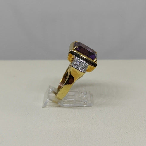 Anello oro 18 kt donna con pietra Ametista e zirconi bianchi | Gioiellitosti.it
