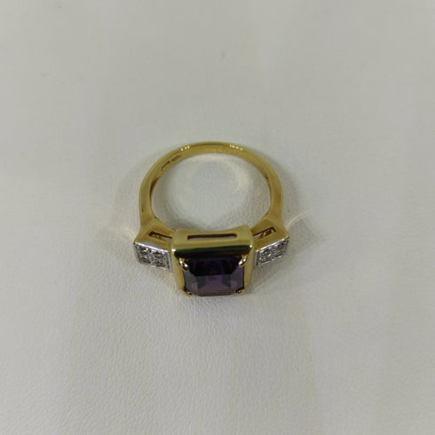 Anello oro 18 kt donna con pietra Ametista e zirconi bianchi | Gioiellitosti.it
