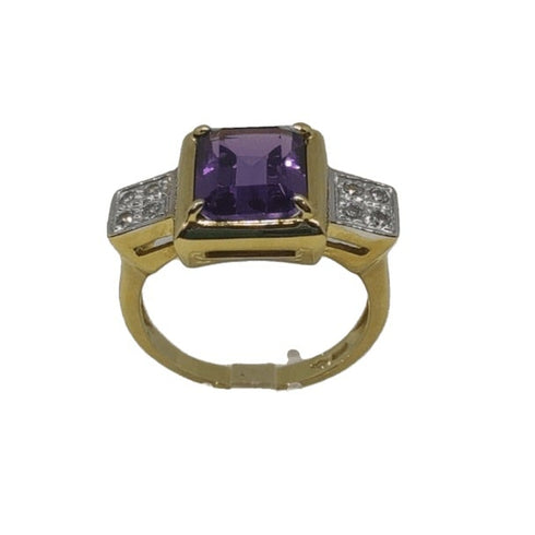 Anello oro 18 kt donna con pietra Ametista e zirconi bianchi | Gioiellitosti.it