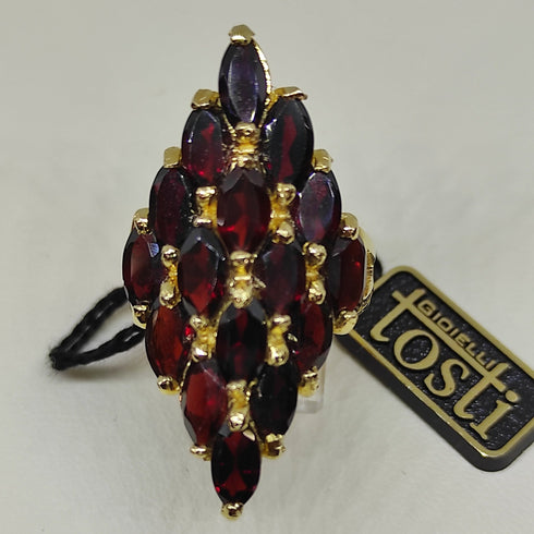 Anello oro 18 kt donna con pietre granato rosso | Gioiellitosti.it