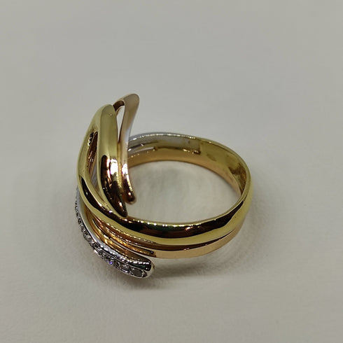 Anello oro 18 kt donna Fascia serpente 3 colori oro con pietre 6,50 gr | Gioiellitosti.it