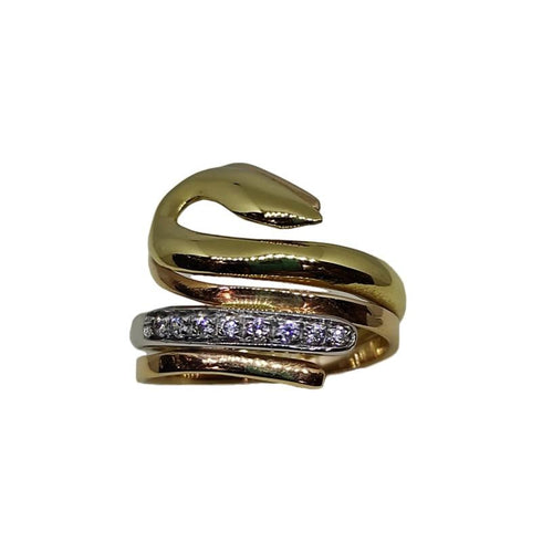 Anello oro 18 kt donna Fascia serpente 3 colori oro con pietre 6,50 gr | Gioiellitosti.it