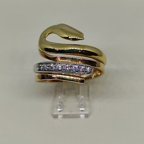 Anello oro 18 kt donna Fascia serpente 3 colori oro con pietre 6,50 gr | Gioiellitosti.it