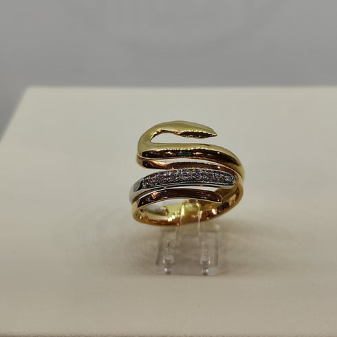 Anello oro 18 kt donna Fascia serpente 3 colori oro con pietre 6,50 gr | Gioiellitosti.it
