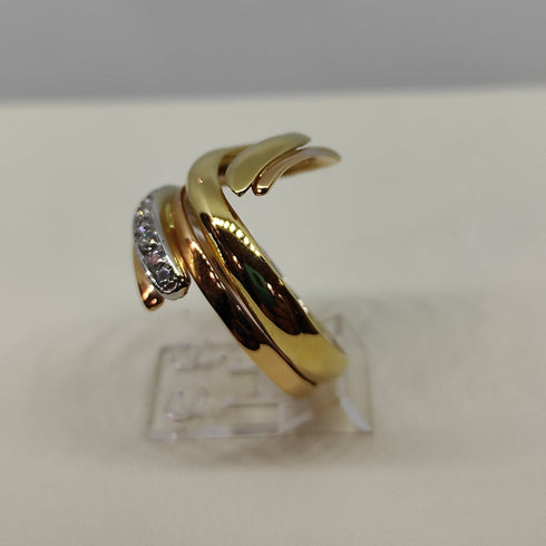 Anello oro 18 kt donna Fascia serpente 3 colori oro con pietre 6,50 gr | Gioiellitosti.it
