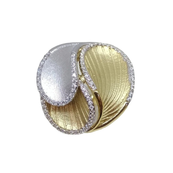 Anello oro 18 kt donna Forma Fiore 2 colori oro con pietre 9,10 gr | Gioiellitosti.it