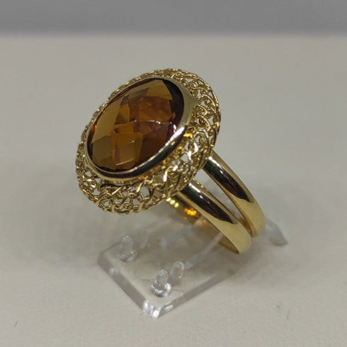 Anello oro 18 kt donna pietra topazio giallo madera 3gr | Gioiellitosti.it