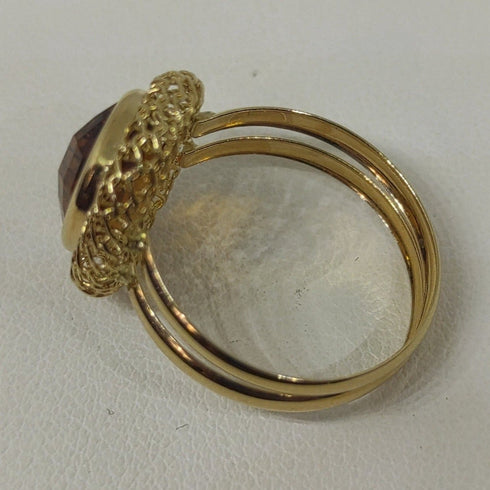 Anello oro 18 kt donna pietra topazio giallo madera 3gr | Gioiellitosti.it